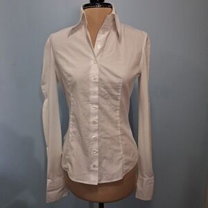 Anne Fontaine White Button Down Long Sleeve Tailored Shirt Minimalist Womens 38